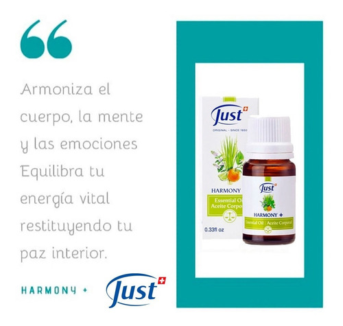 Imagen 6 de 7 de Aceite Esencial Harmony+ Nuevo 10ml Swiss Just Envío Gratis