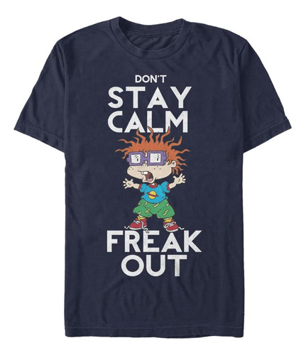 Nickelodeon Camiseta Big Freak Out Para Hombre, Azul Marino 