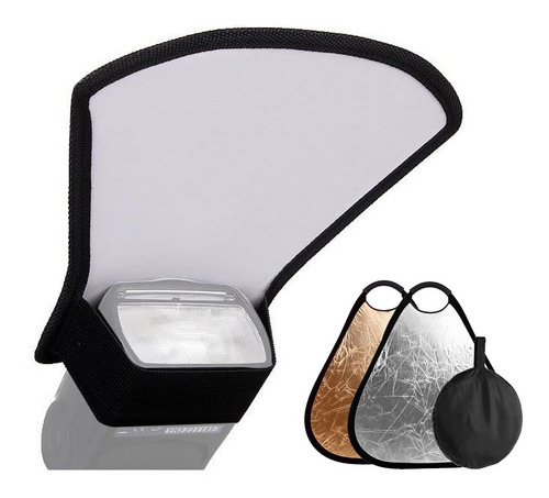 Difusor Reflector Flash Plata Y Blanco + Difusor Triangulo