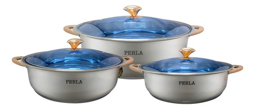 Bateria De Cocina Perla Cristal Jumbo Plus 6pzas Color Plateado