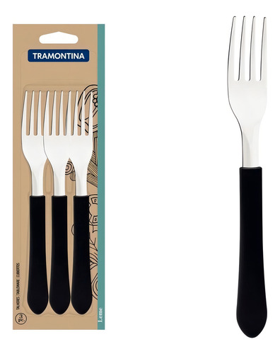 Conjunto Tramontina De Garfos De Mesa Preto Aço Inox 3 Peças