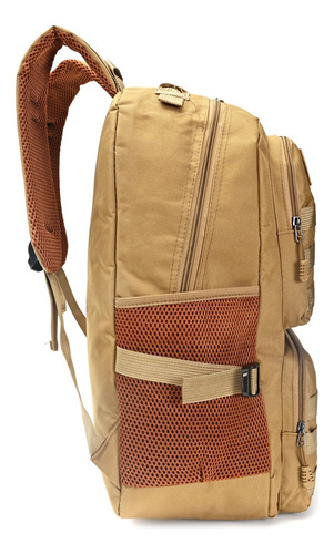 Mochila Hombre Portanotebook Reforzada Grande Viaje Color Marrón Diseño De La Tela Lisa