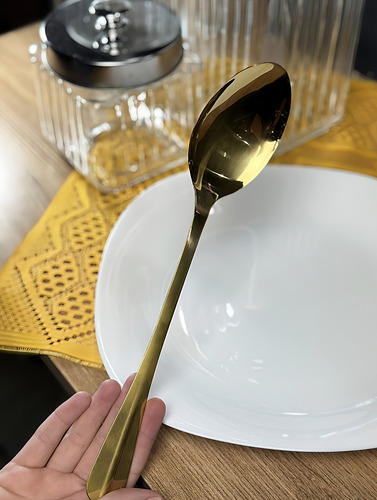Colher De Arroz Grande Multiuso 26cm Dourada Positano Lyor Cabo Dourado