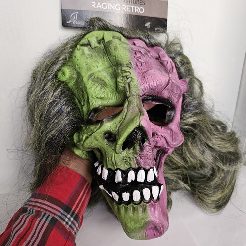 Mascara Frankenstain Cabello Verde Halloween Monstruo