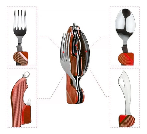 Set Cubiertos Camping Multiuso 6 En 1 Set Camping Portatil