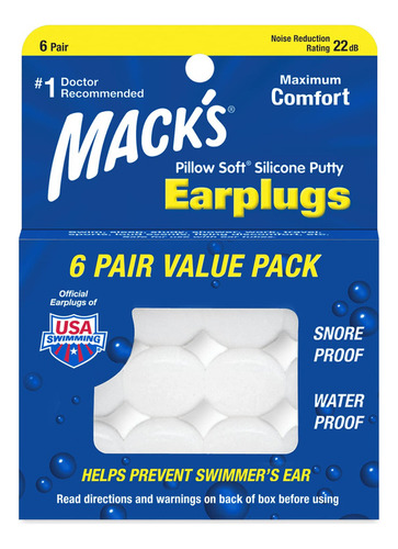 Tapones Para Los Oídos De Silicona Suave Mack's Pillow, 6 P