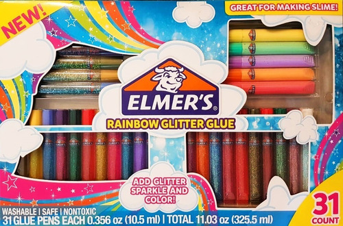 Kit Elmers Rainbow Glitter Glue 31 Piezas Para Slime