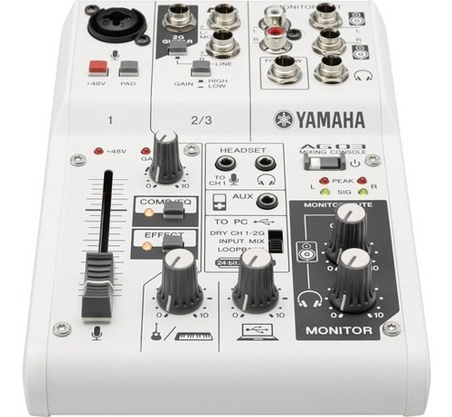 Imagen 3 de 4 de Consola Yamaha Ag03 Mixer De 3 Canales Interfaz Usb