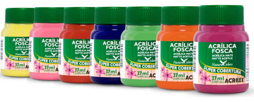 Kit 7 Tinta Acrílica Fosca 37ml Acrilex