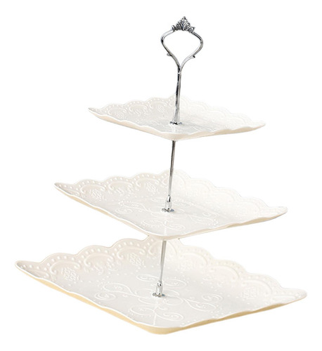 Bandeja De Almacenamiento Torre De Postre Plata 37cm Muti