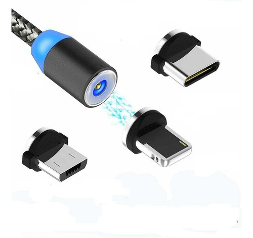 Cabo Carregador 3 Em 1 Magnético Usb iPhone Android Tipo C