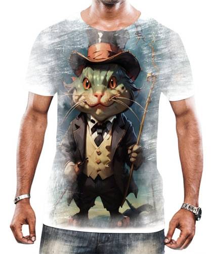 Camiseta Camisa Personalizada Desenho Peixe Gato Cartola 2