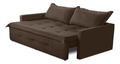 Sofá Sem Caixa Ret Reclinável 1,85m Molas Maísa Suede Marrom