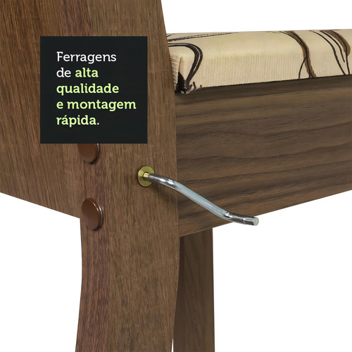 Mesa de comedor con tapa de madera, 6 sillas Sharon Madesa Rcl, color rústico/crema/lirio, diseño de la tela de las sillas Lily