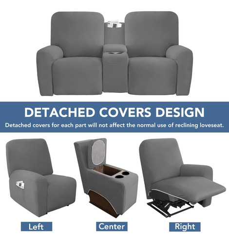 Funda Elástica Para Sofá De Dos Plazas Reclinable Con Consol
