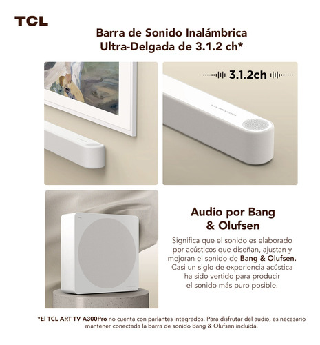 Smart TV TCL 85 QLED ART TV A300 Pro Soundbar Incluido
