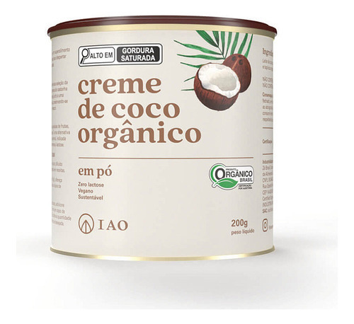 Creme De Coco Orgânico Em Pó Vegano Iao 200gr