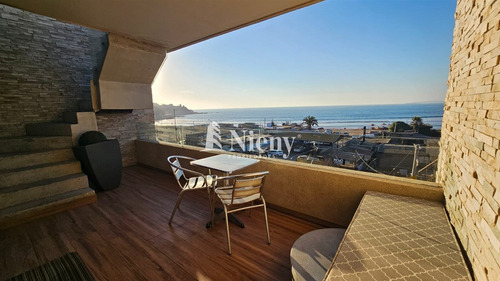 Vista Al Mar Con Azotea Privada,impecable Y Soleado. Concón