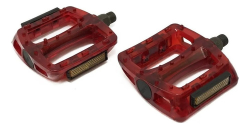 Pedales Bicicleta Bmx Mtb Eje De Acero Reflector Resistentes Color Rojo