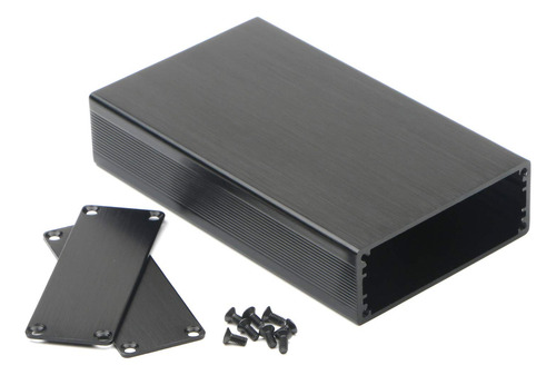 Caja Proyecto Aluminio Dibujo Superficial Negro Para