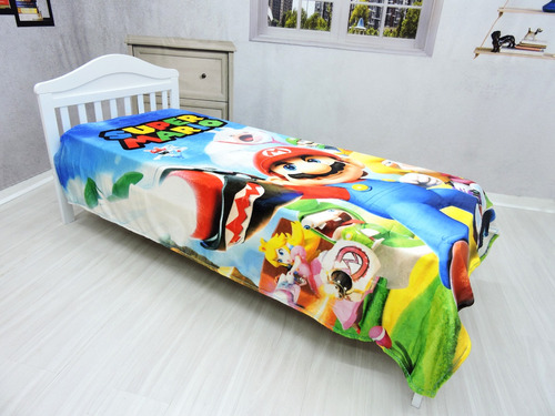 Manta Cobertor Mario Bros Solteiro Ultra Soft Inverno Macia Cor Azul