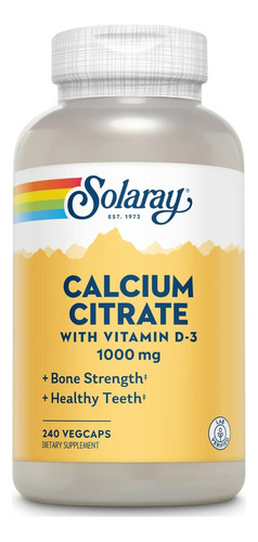 Citrato De Calcio 1000 Mg Con D3 Solaray 240 Cápsulas Veg