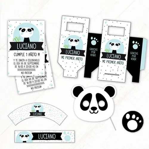 comprar Panda Niños #2 Kit + Props De Regalo -textos Editables 