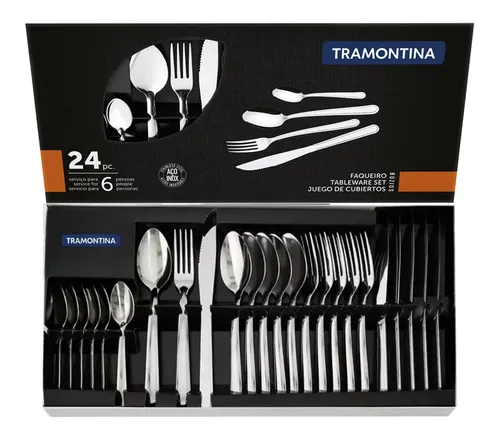 comprar Jogo Talheres Faqueiro Búzios Aço Inox 24 Peças Tramontina