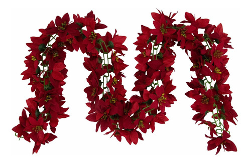 Guirnalda Navidad Artificial Diseño Flor Poinsettia Color