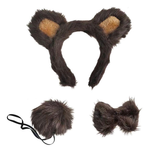 Conjunto De Diadema Con Orejas Y Cola De Animales, Lindo Oso