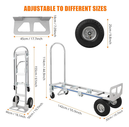 Camión De Mano De Aluminio 2 En 1 Convertible - Materiales D
