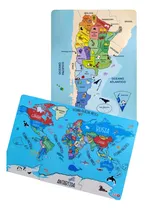 Comprar Rompecabezas Material Madera Resistente Duradero Mapa De Argentina Y El Mundo Juego De Encastre Didáctico Para Niños Infantil Marca Plan Z Aprendizaje Lúdico Colores Llamativos Educación Segura