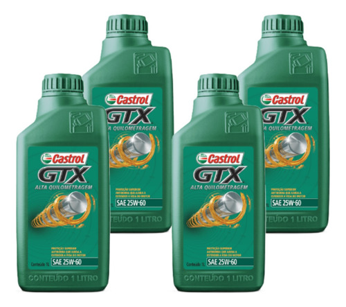 Kit 4lt Óleo Castrol Mineral 25w60 Sl Gtx Alta Quilometragem