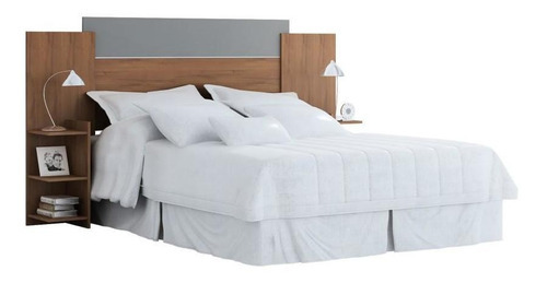 Cabeceira De Cama De Casal Mdf Quarto Marrom Madeira Cinza