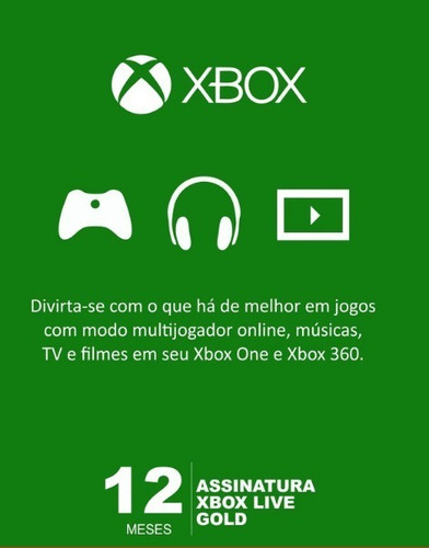 Imagem 1 de 1 de Xbox Live Gold 12 Meses Código Digital Oficial Brasil