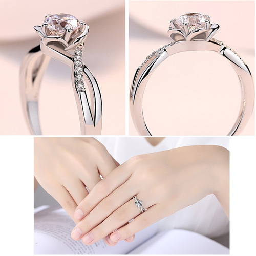 Imagen 4 de 6 de Anillo Moderno De Plata 925 Flor Melocotón