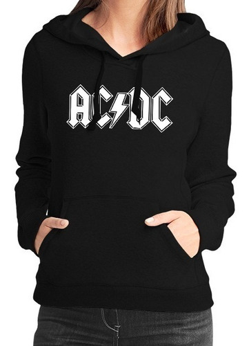 Buzo Hoddie Capota Cerrado Dama Acdc