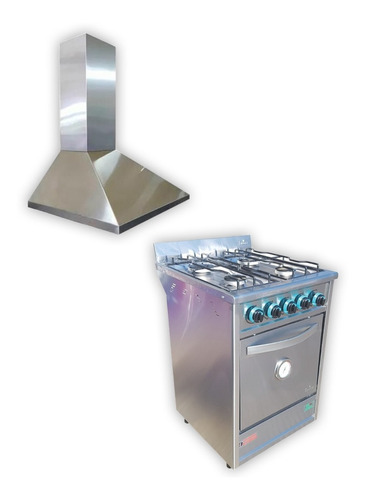 Combo Cocina Industrial Fornax 55cm + Campana Con Motor 60cm