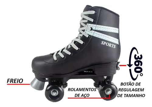 Patins Roller Sport Skate 4 Rodas Preto Masculino - Fenix - Patins