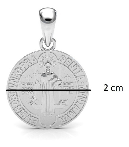 Imagen 3 de 10 de Dije Medalla San Benito 2 Cm Plata .925 Agálea Joyería