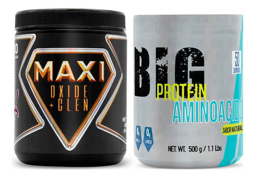 Óxido Nítrico + Clenbuterol Maxi + Aminoácidos En Polvo Big Sabor Cobinacion De Tu Agrado