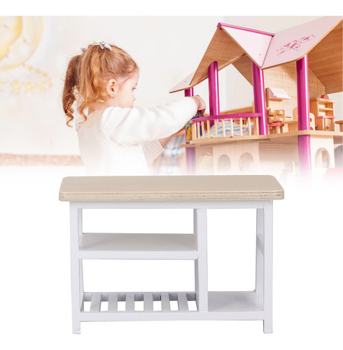 Mesa De Almacenamiento De Madera De Haya En Miniatura Para C