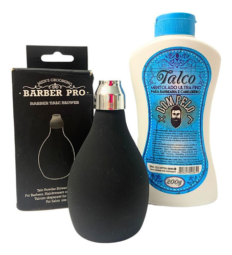 Kit Talqueira + Talco Dom Pelo 200g Profissional Barbeiro 