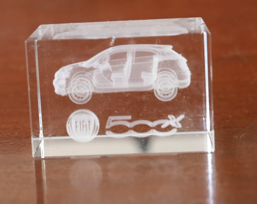 Cubo Adorno De Cristal Fiat 500x Grabado En Laser