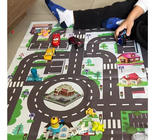 Tapete Infantil em lona Pista de Carros HOT WHEELS