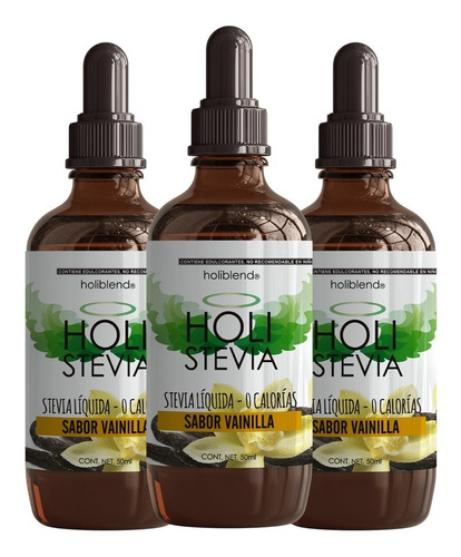 Stevia Organica Liquida Vainilla Holistevia Kit 3 Piezas