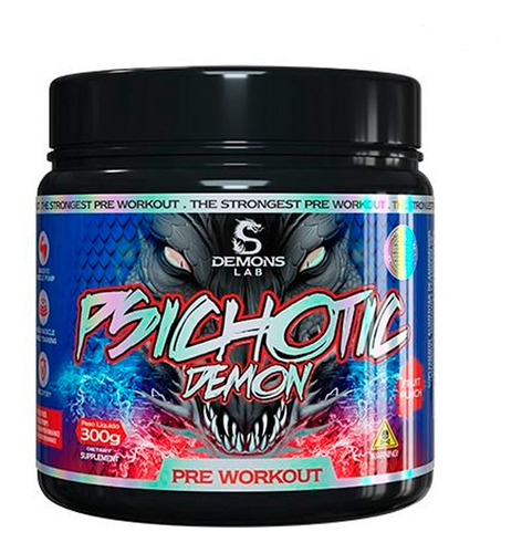 Suplemento em pó Demons Lab  Psichotic Demon Black beta-alanina Psichotic Demon Black sabor  fruit punch em pote de 300g