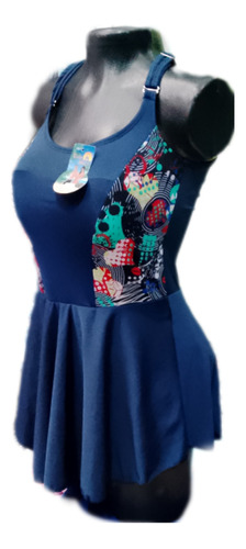 Vestido De Baño/traje De Baño Dama Enterizo Con Falda Pegada