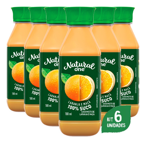 Suco Natural One Laranja E Maçã Ambiente 180ml (6 Unidades)