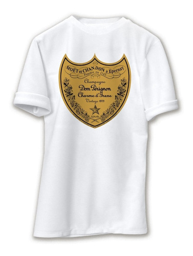 Playera Blanca Manga Corta Dom Perignon Etiqueta Unisex